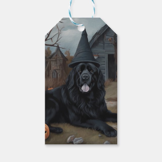 Newfoundland Pumpkins Halloween Scary  Gift Tags (Front)
