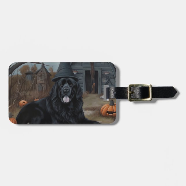 Newfoundland Pumpkins Halloween Scary  Luggage Tag (Front Horizontal)