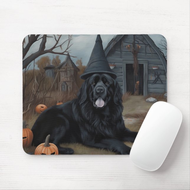 Newfoundland Pumpkins Halloween Scary  Mouse Mat (With Mouse)