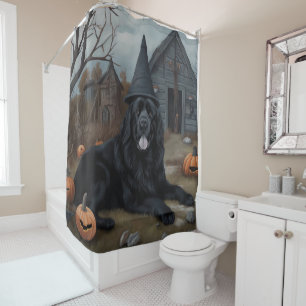 Newfoundland Pumpkins Halloween Scary  Shower Curtain