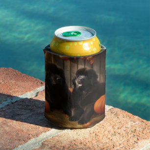 Newfoundland Puppy Autumn Delight Pumpkin Can Cooler