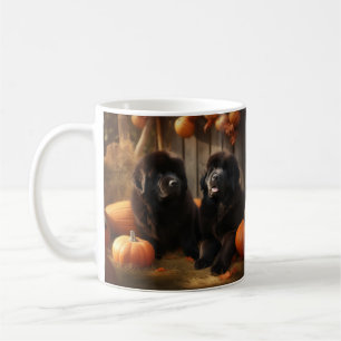 Newfoundland Puppy Autumn Delight Pumpkin Coffee Mug