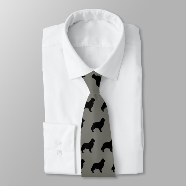 Newfoundland Silhouettes Pattern | Dog Breed Tie (Tied)