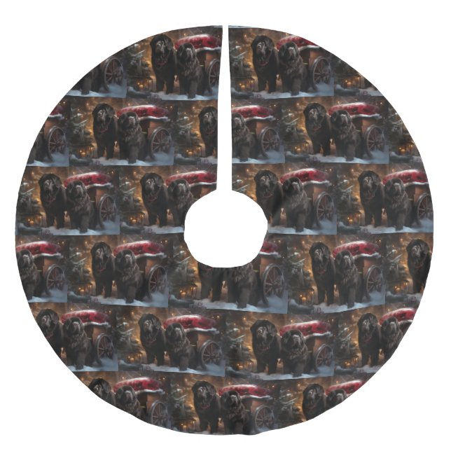 Newfoundland Snowy Sleigh Christmas Decor Brushed Polyester Tree Skirt (Front)