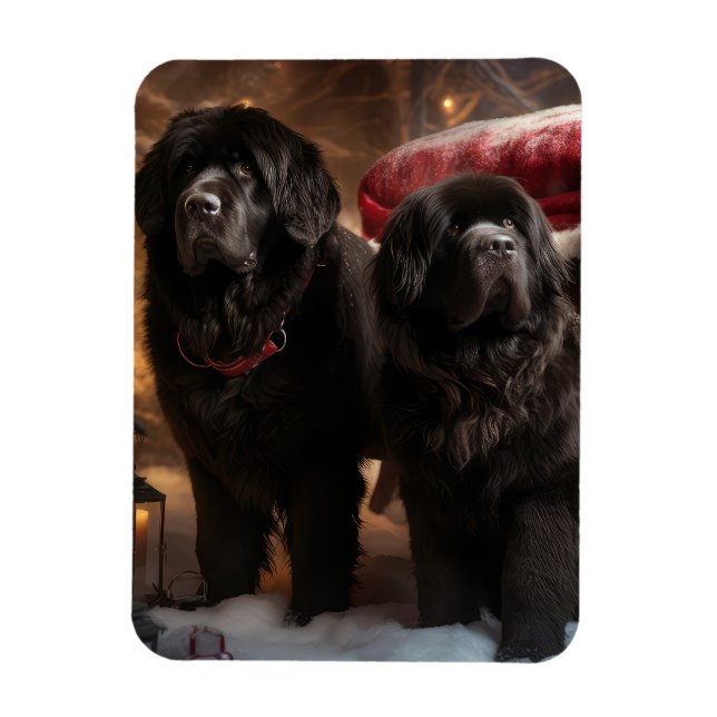 Newfoundland Snowy Sleigh Christmas Decor Magnet (Vertical)