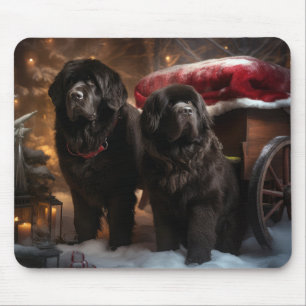 Newfoundland Snowy Sleigh Christmas Decor Mouse Mat