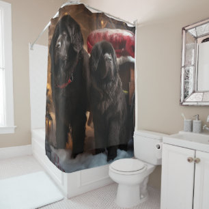 Newfoundland Snowy Sleigh Christmas Decor Shower Curtain