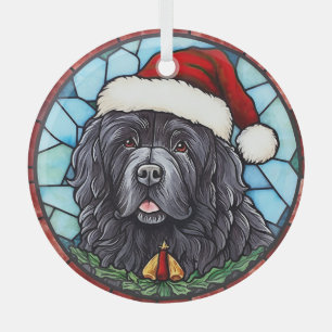 Newfoundland Stained Glass Christmas Glass Tree Decoration