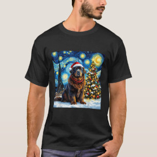 Newfoundland Starry Night Christmas Van Gogh Dog S T-Shirt
