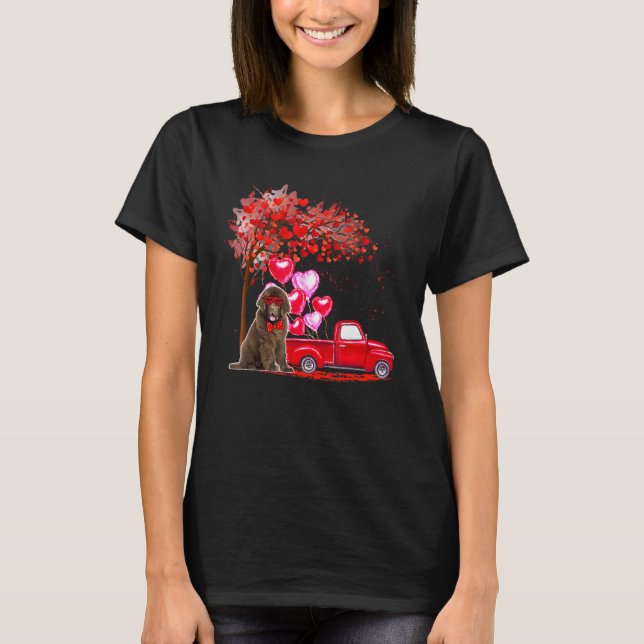 Newfoundland Sunglasses Hearts Tree Pickup Truck C T-Shirt (Front)