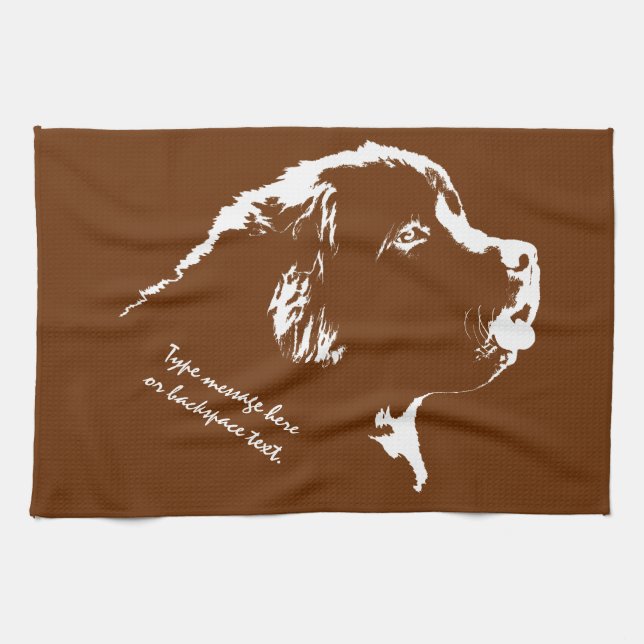 Newfoundland Towel Personalised Dog Tea Towel (Horizontal)