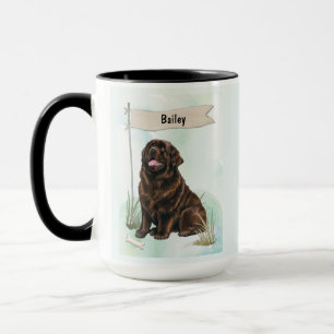 Newfoundland Watercolor Personalised Dog Mug