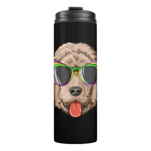 Newfoundland wearing glasses and mask present thermal tumbler
