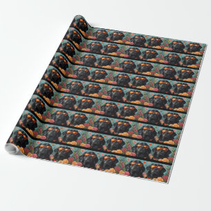 Newfoundland with Heart Roses Valentine's Day Wrapping Paper