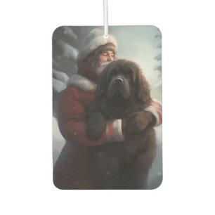 Newfoundland With Santa Claus Festive Christmas Car Air Freshener