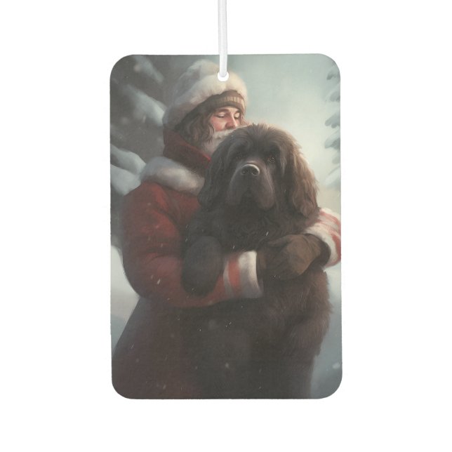 Newfoundland With Santa Claus Festive Christmas  Car Air Freshener (Front)