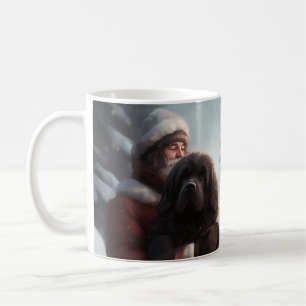Newfoundland With Santa Claus Festive Christmas  Coffee Mug