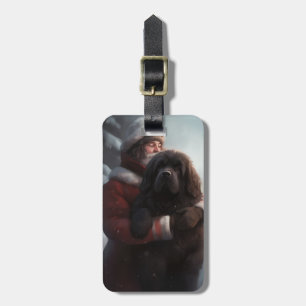 Newfoundland With Santa Claus Festive Christmas  Luggage Tag