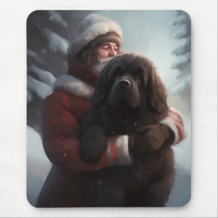 Newfoundland With Santa Claus Festive Christmas  Mouse Mat