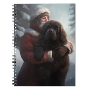 Newfoundland With Santa Claus Festive Christmas  Notebook