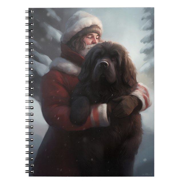Newfoundland With Santa Claus Festive Christmas  Notebook (Front)