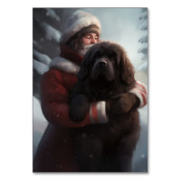 Newfoundland With Santa Claus Festive Christmas