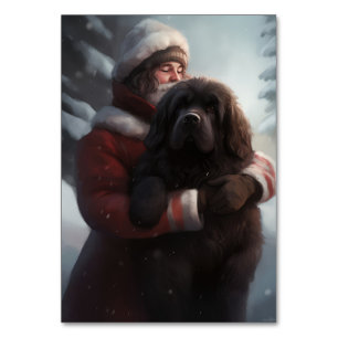 Newfoundland With Santa Claus Festive Christmas Table Number