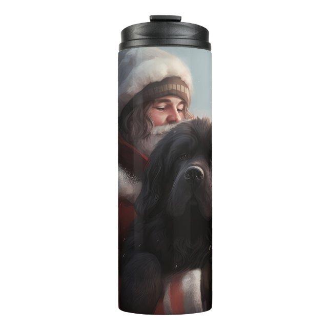 Newfoundland With Santa Claus Festive Christmas  Thermal Tumbler (Front)