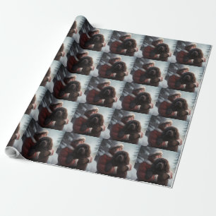 Newfoundland With Santa Claus Festive Christmas  Wrapping Paper