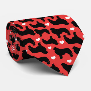 Newfoundlands Newfies with Hearts Red Pattern Tie