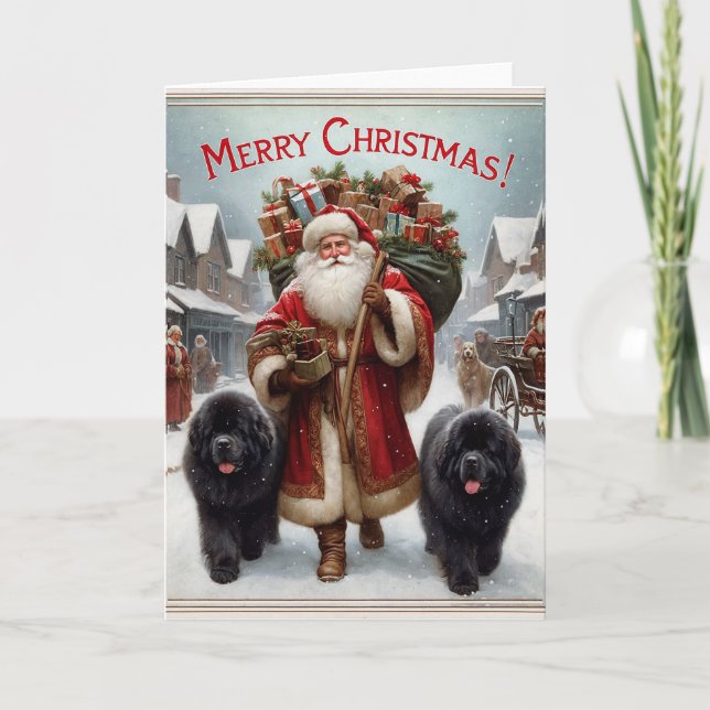 Newfs with Antique St Nick Christmas Card (Front)