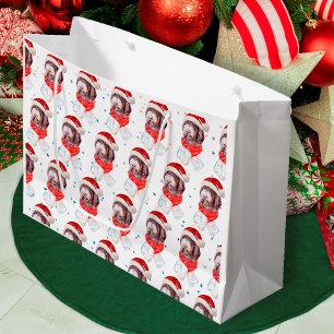 Newfypoo Dog Breed Christmas Stars Large Gift Bag