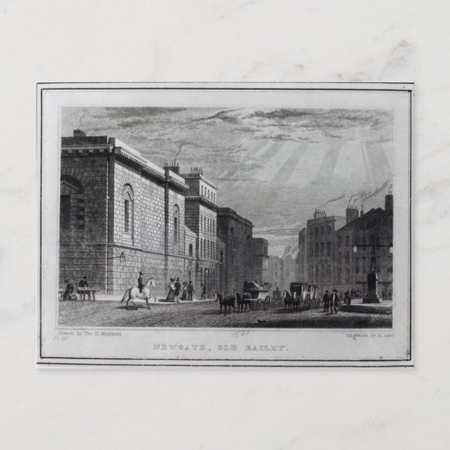 Newgate prison and the Old Bailey Postcard (Front)