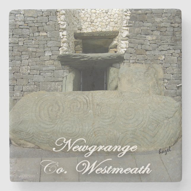 Newgrange, Co. Westmeath, Celtic Irish Coaster. Stone Coaster (Front)