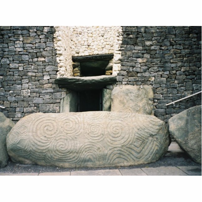 Newgrange Ireland, Ancient Spiral Symbols Standing Photo Sculpture (Front)