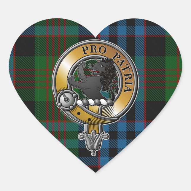 Newlands Tartan & Badge Heart Sticker (Front)