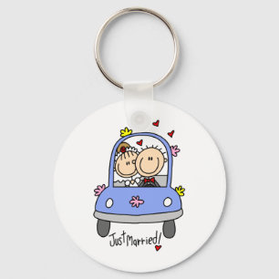 Newleywed Just Married Stick Figures Key Ring