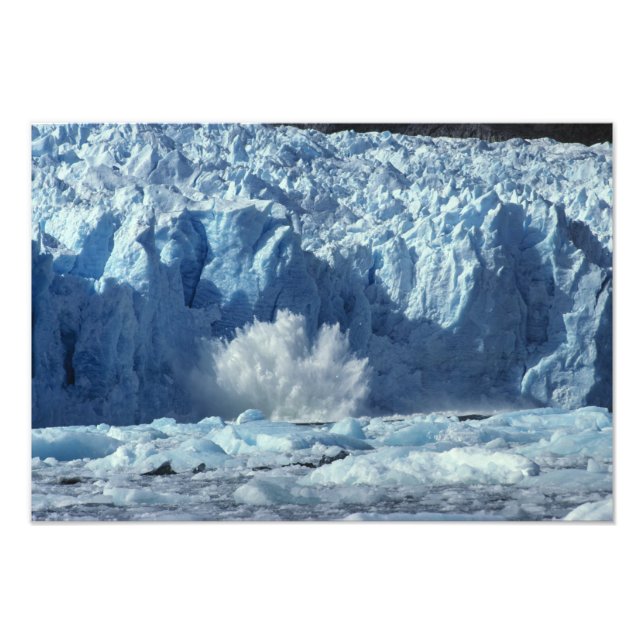 Newly-calved iceberg splashing into chilly photo print (Front)
