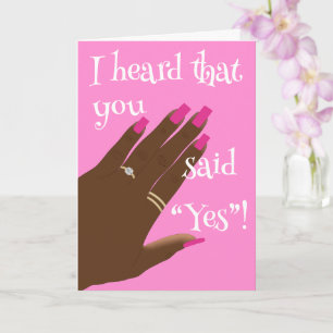 Newly Engaged African American Pink Greeting Card