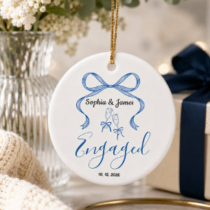 newly engaged couple, custom christmas gift ceramic tree decoration