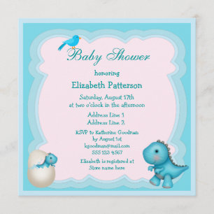 Newly Hatched Baby Boy Dinosaur Baby Shower Invitation
