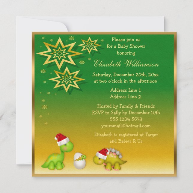 Newly Hatched Baby Dino Festive Baby Shower Invitation (Front)