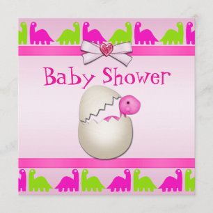 Newly Hatched Baby Girl Dinosaur Baby Shower Invitation