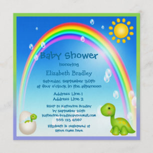 Newly Hatched Dinosaur Rainbow Baby Shower Invitation