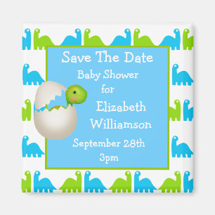 Newly Hatched Dinosaur Save The Date Baby Shower Magnet