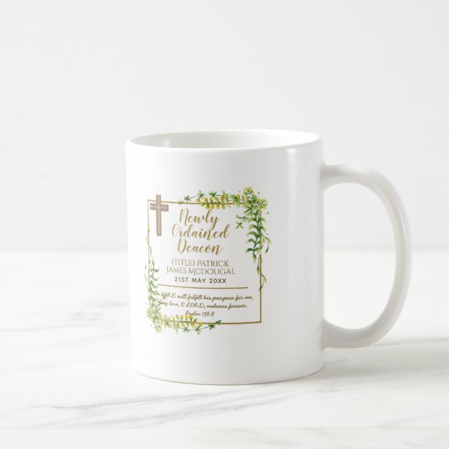 Newly Ordained Deacon Gift Scripture Verse Custom Coffee Mug (Right)