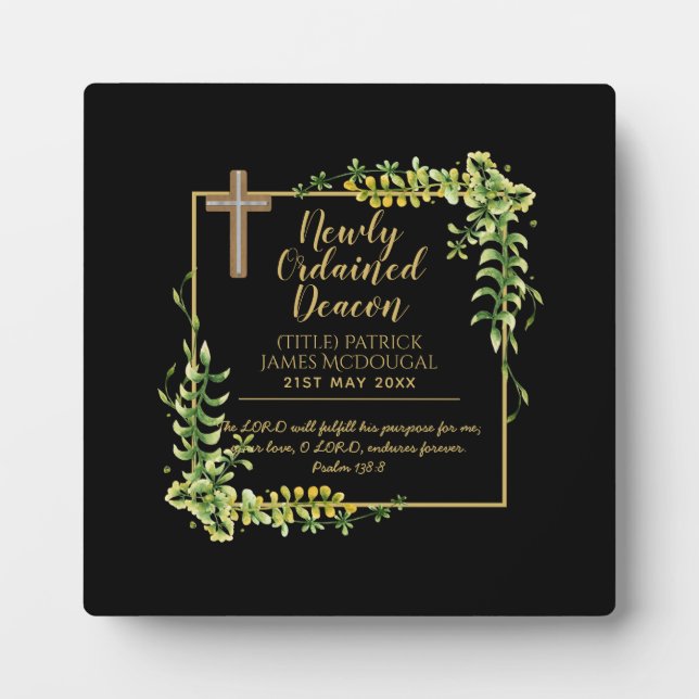 Newly Ordained Deacon Gift Scripture Verse Custom Plaque (Front)