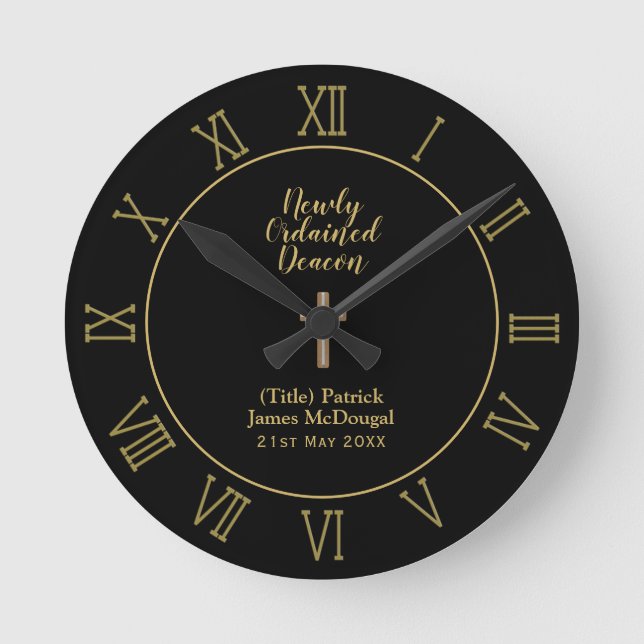 Newly Ordained Deacon Gift Scripture Verse Custom Round Clock (Front)