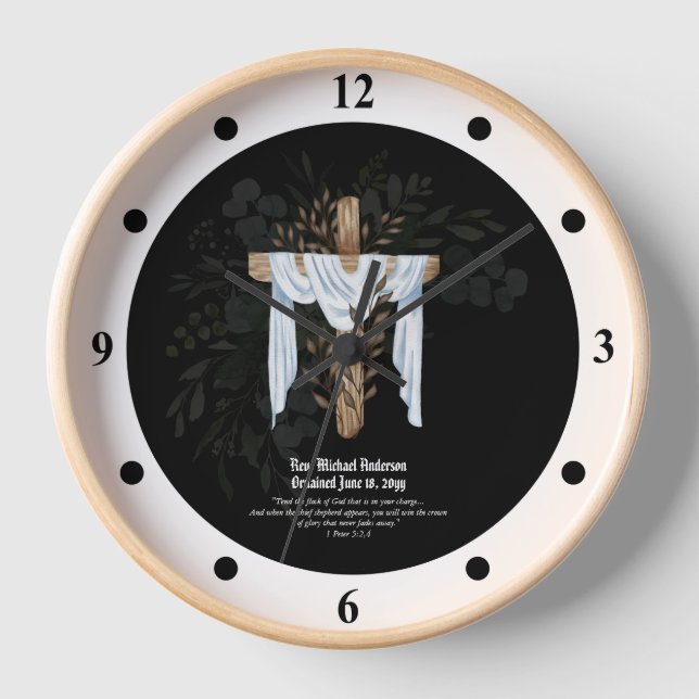 Newly Ordained Priest Pastor Deacon Minister Large Clock (Front)
