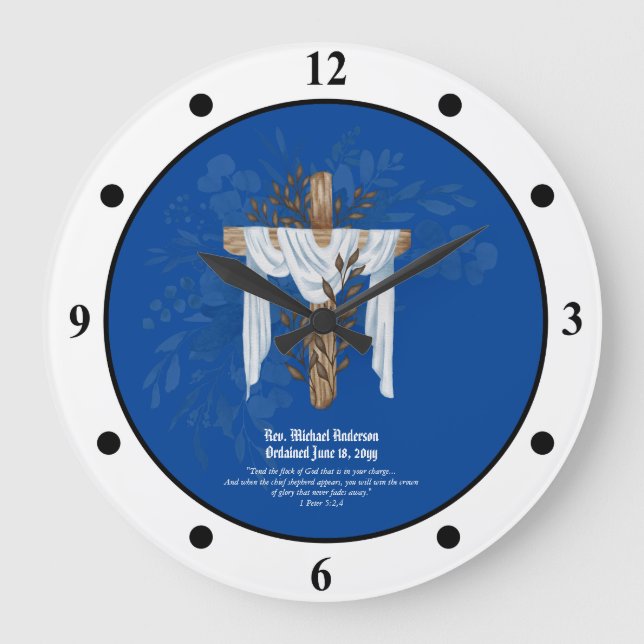 Newly Ordained Priest Pastor Deacon Minister Large Clock (Front)